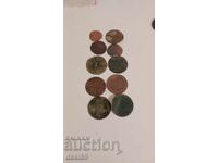 Copper and silver coins, 10 pieces