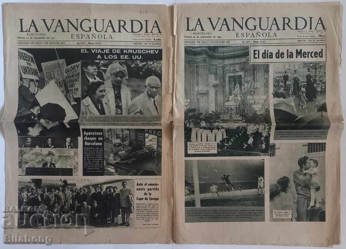 1959 Spanish editions with info about the Barcelona-CSKA match