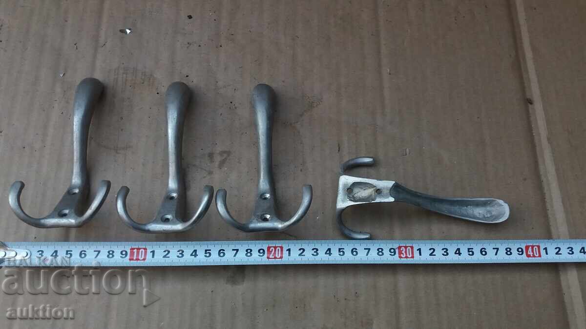 Set of 4 Solid Bronze Coat Hooks - 7