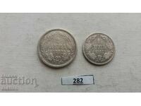 LOT OF 1 AND 2 LEVA FROM 1882 SILVER