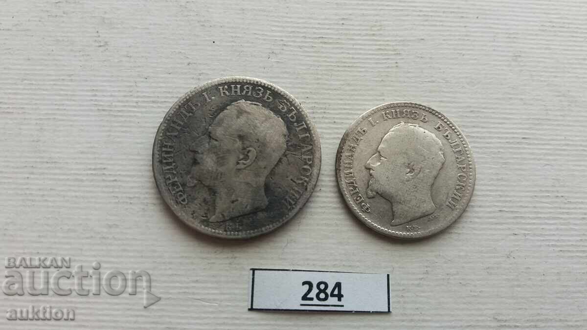 ЛОТ ОТ 1 И 2 ЛЕВА ОТ 1891 ГОДИНА СРЕБРО ФЕРДИНАНТ - 5