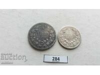 LOT OF 1 AND 2 LEVA FROM 1891 SILVER FERDINAND