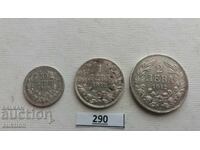 Collection of 50 stotinki, 1 and 2 leva from 1912