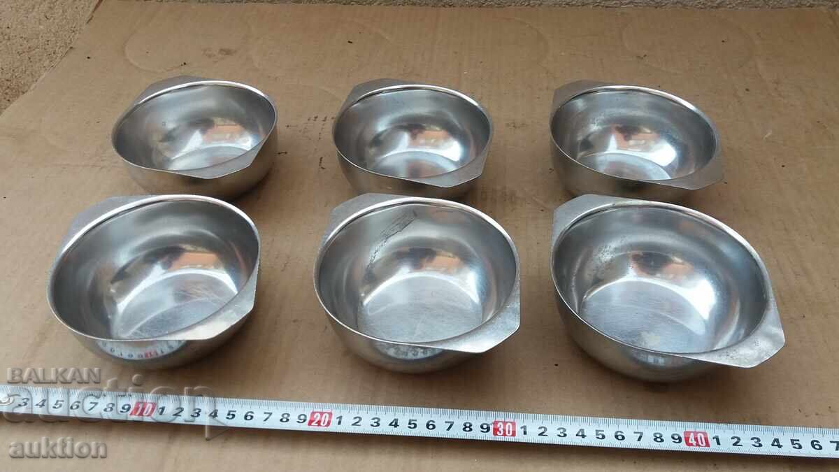 Auction CHROME - MILITARY SOUP BOWLS SET - SOLID - 6 PIECES Auction CHROME - MILITARY SOUP BOWLS SET - SOLID - 6 PIECES