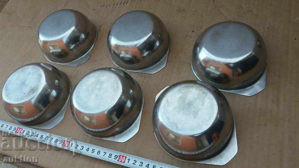 CHROME - MILITARY SOUP BOWLS SET - SOLID - 6 PIECES - 7 CHROME - MILITARY SOUP BOWLS SET - SOLID - 6 PIECES - 7