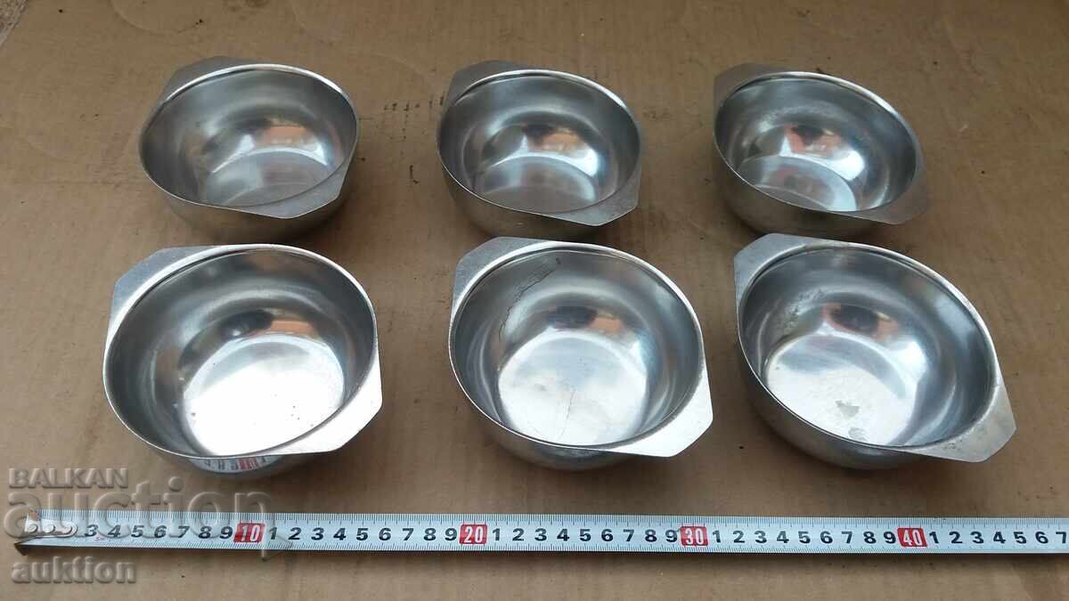 CHROME - MILITARY SOUP BOWLS SET - SOLID - 6 PIECES CHROME - MILITARY SOUP BOWLS SET - SOLID - 6 PIECES