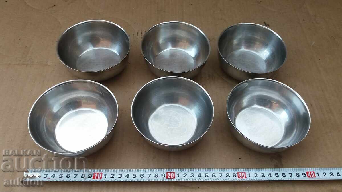 Аукцион ХРОМ - КОМПЛЕКТ ВОЕННИ КУПИЧКИ ЗА СУПА - МАСИВНИ - 6 БРОЯ