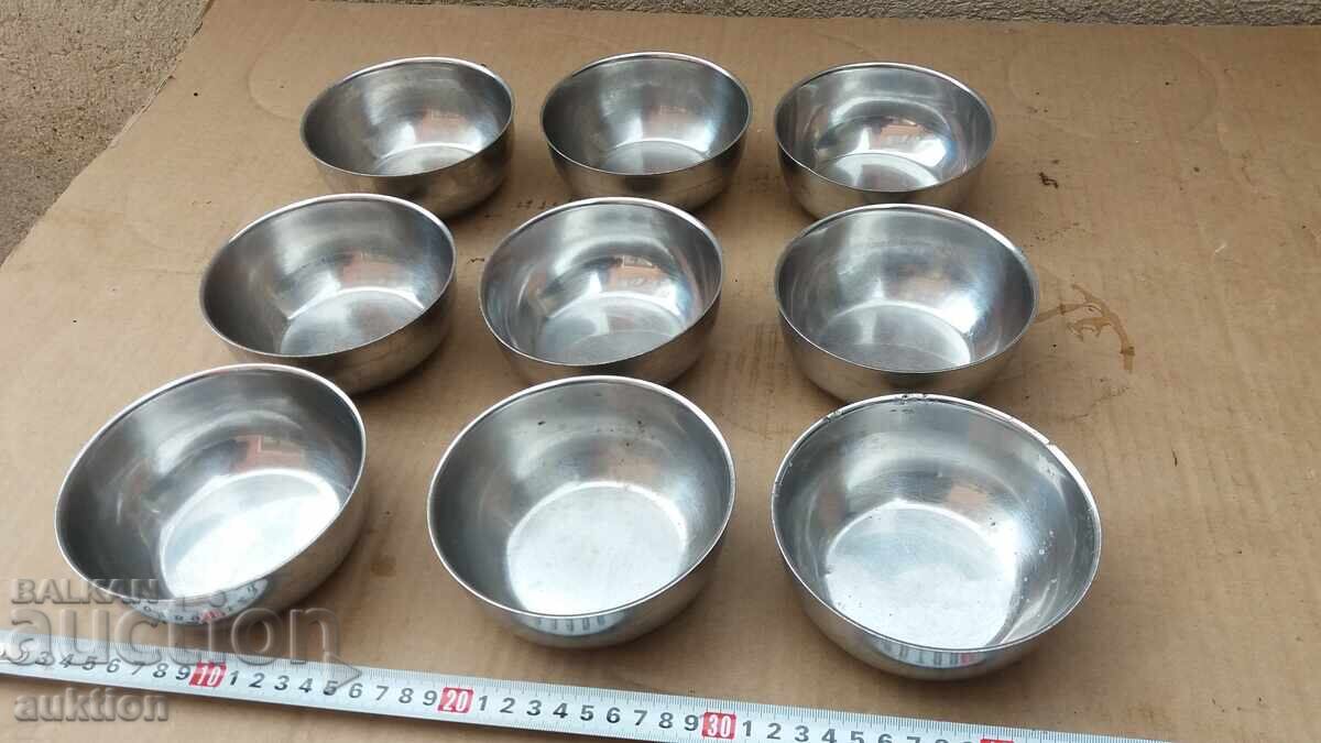 Auction CHROME - SET OF MILITARY SOUP BOWLS - SOLID - 9 PIECES Auction CHROME - SET OF MILITARY SOUP BOWLS - SOLID - 9 PIECES