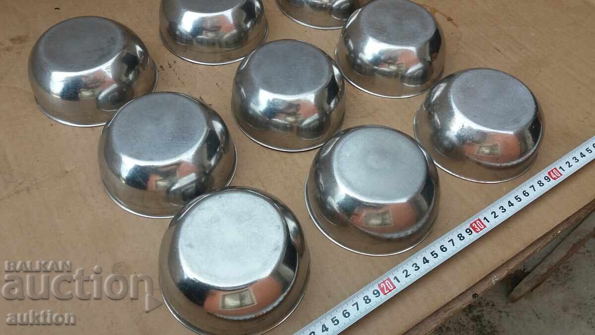CHROME - SET OF MILITARY SOUP BOWLS - SOLID - 9 PIECES - 5 CHROME - SET OF MILITARY SOUP BOWLS - SOLID - 9 PIECES - 5