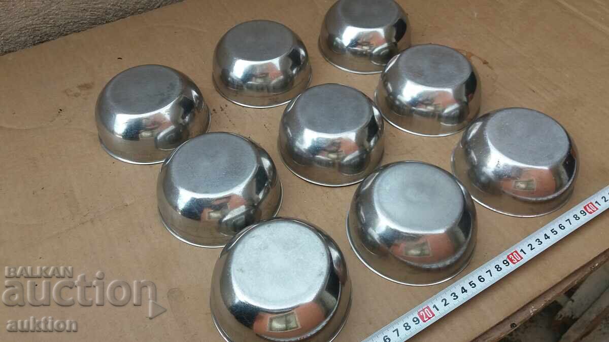 CHROME - SET OF MILITARY SOUP BOWLS - SOLID - 9 PIECES - 6 CHROME - SET OF MILITARY SOUP BOWLS - SOLID - 9 PIECES - 6