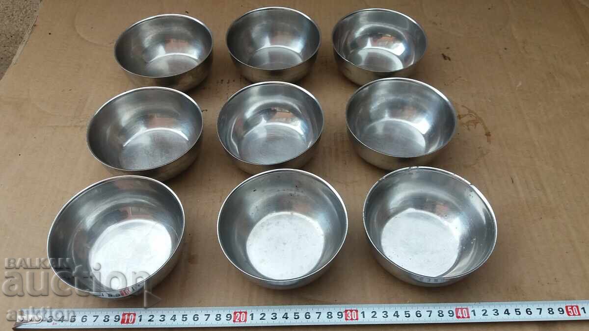 CHROME - SET OF MILITARY SOUP BOWLS - SOLID - 9 PIECES CHROME - SET OF MILITARY SOUP BOWLS - SOLID - 9 PIECES