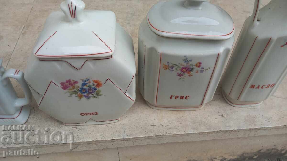 BULGARIAN PORCELAIN SPICE SET - 5 BULGARIAN PORCELAIN SPICE SET - 5
