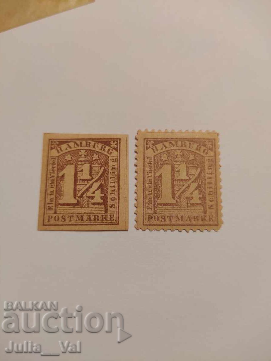 Germania Veche - Hamburg - 1864 - 2 mărci poștale cu preț 1.50 BGN | € 0.77 Germania Veche - Hamburg - 1864 - 2 mărci poștale cu preț 1.50 BGN | € 0.77