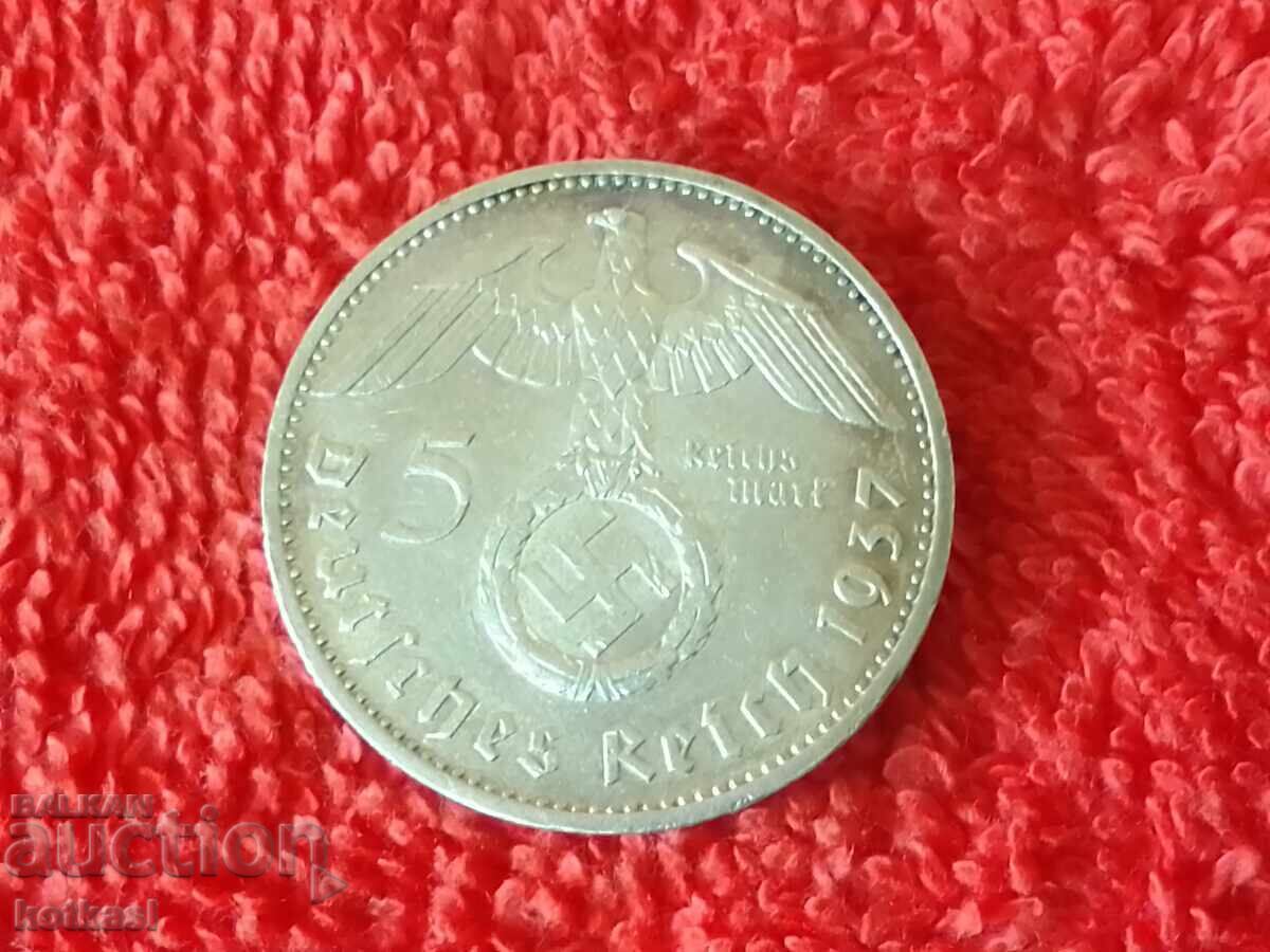 Old silver coin 5 marks E 1937 Germany with price 95.00 BGN | € 48.57