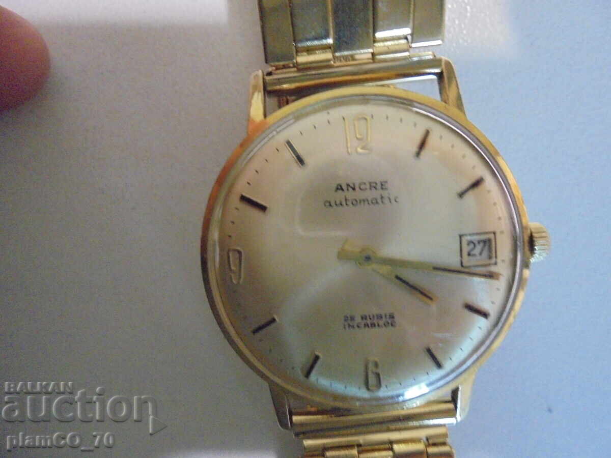 №*8374 Παλαιό ρολόι ANCRE – Automatic, επιχρυσωμένο, 25 Rubis με τιμή 120.00 BGN | € 61.36