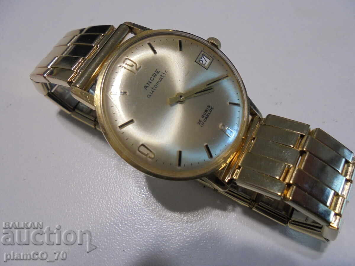 №*8374 Παλαιό ρολόι ANCRE – Automatic, επιχρυσωμένο, 25 Rubis - 6