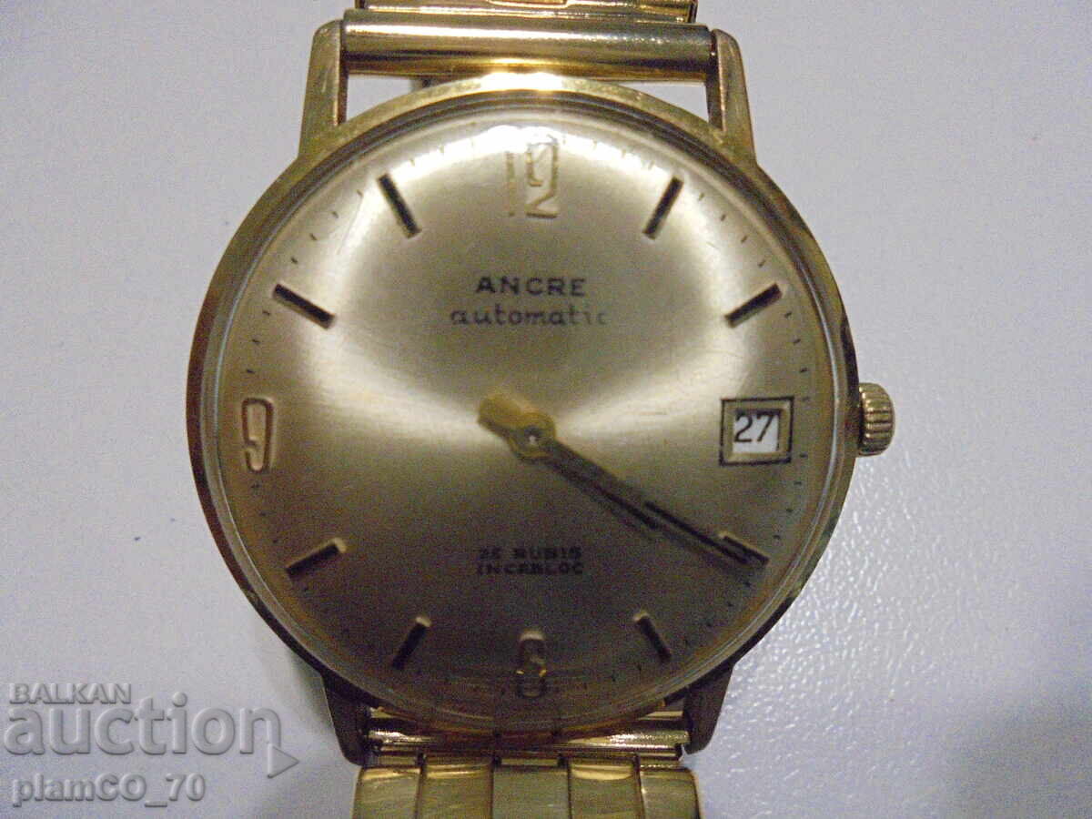 №*8374 Παλαιό ρολόι ANCRE – Automatic, επιχρυσωμένο, 25 Rubis - 7
