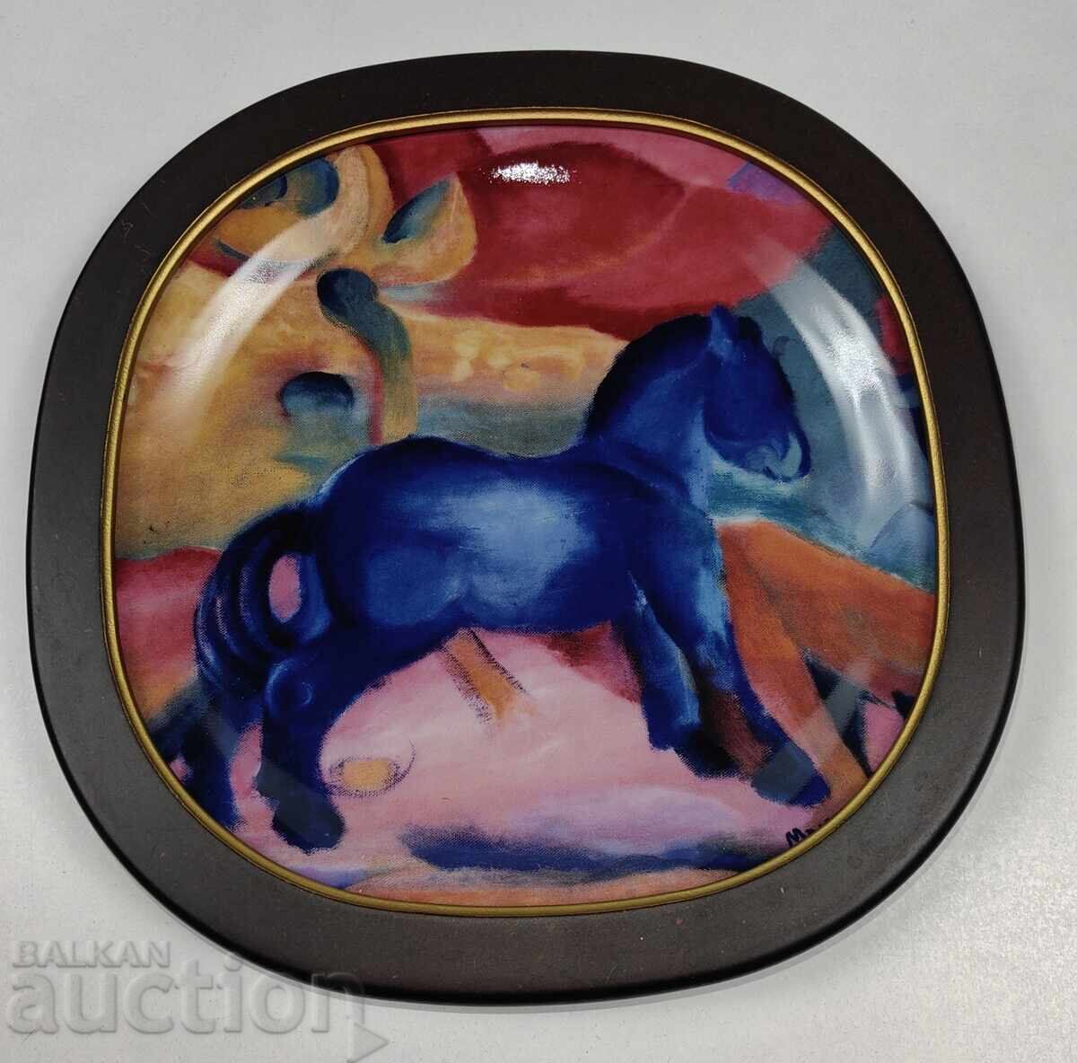 BLUE HORSE ROSENTHAL PORCELAIN PLATE PICTURE MARK BRADEX