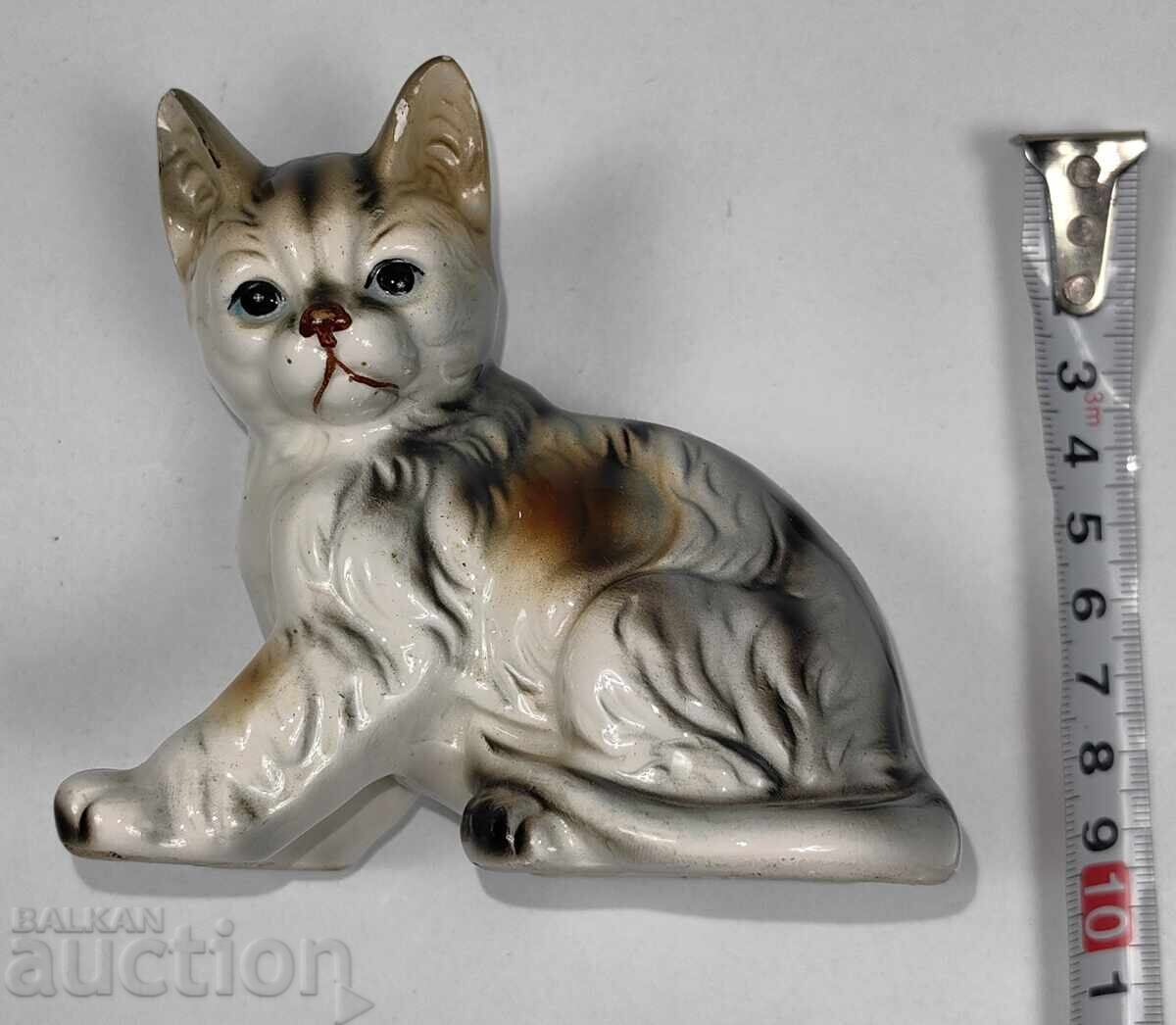 Auction  PORCELAIN CAT FIGURINE, MARKED, SLIGHT CHIP ON EAR