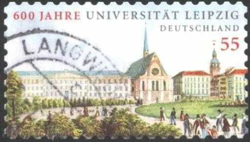Timbrul poștal timbrat Universitatea din Leipzig din Germania Timbrul poștal timbrat Universitatea din Leipzig din Germania