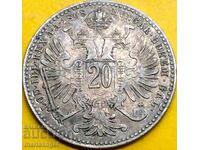 20 κρόιτσερ Αυστροουγγαρίας 1868 ασήμι