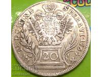 Австрия 20 кройцера 1764 Франц Стефан сребро - RARE
