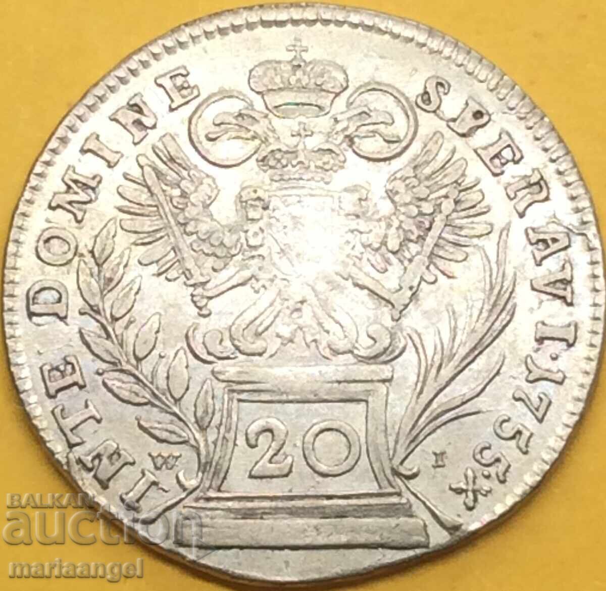 Δημοπρασία 20 Kreuzer 1755 Αυστρία Βιέννη Franz I Stephen αργυρό