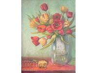 Маслена живопис, цветя.