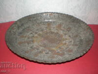 19th-century Revival copper-tinned platter with ornaments