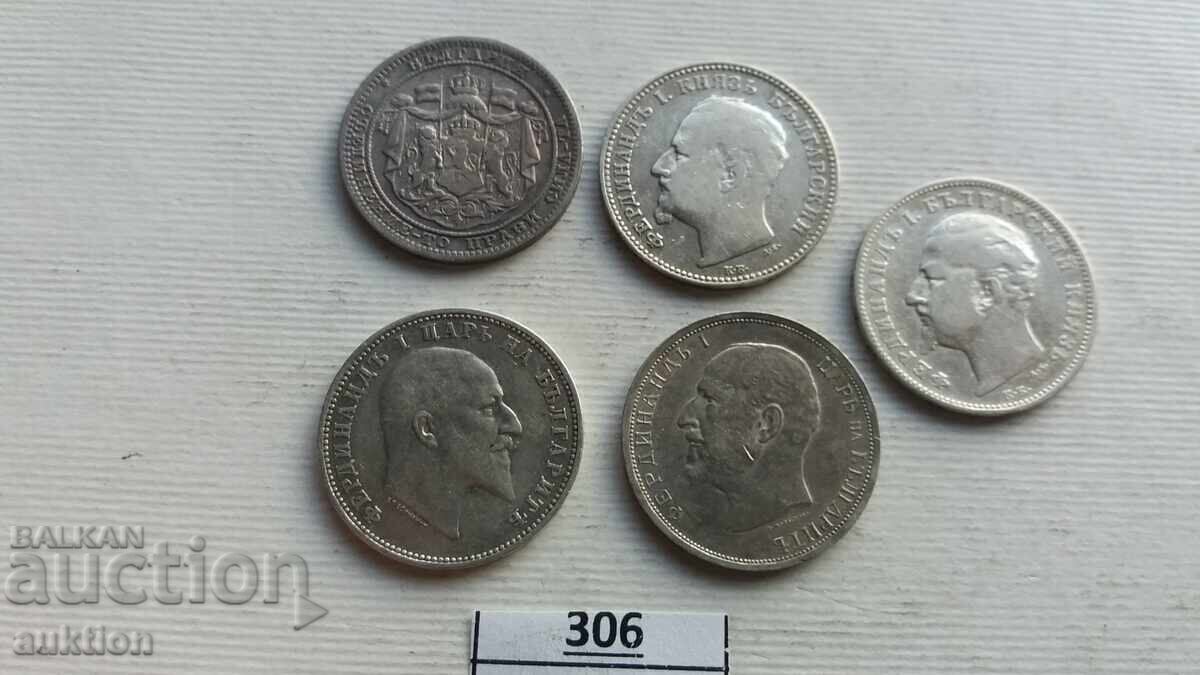 Доставка на колекция 1 лев 1882, 1891, 1894 , 1910 и 1913 година сребро