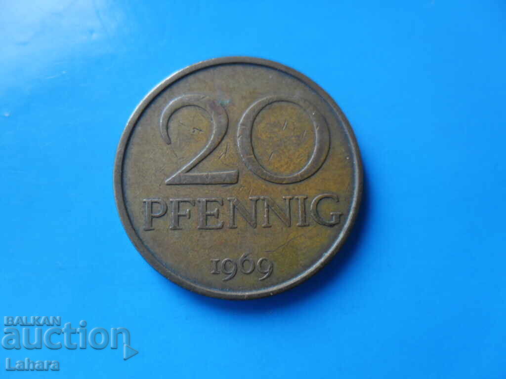 20 πφένιγκ 1969 g. ΛΔΓ, Γερμανία 20 πφένιγκ 1969 g. ΛΔΓ, Γερμανία