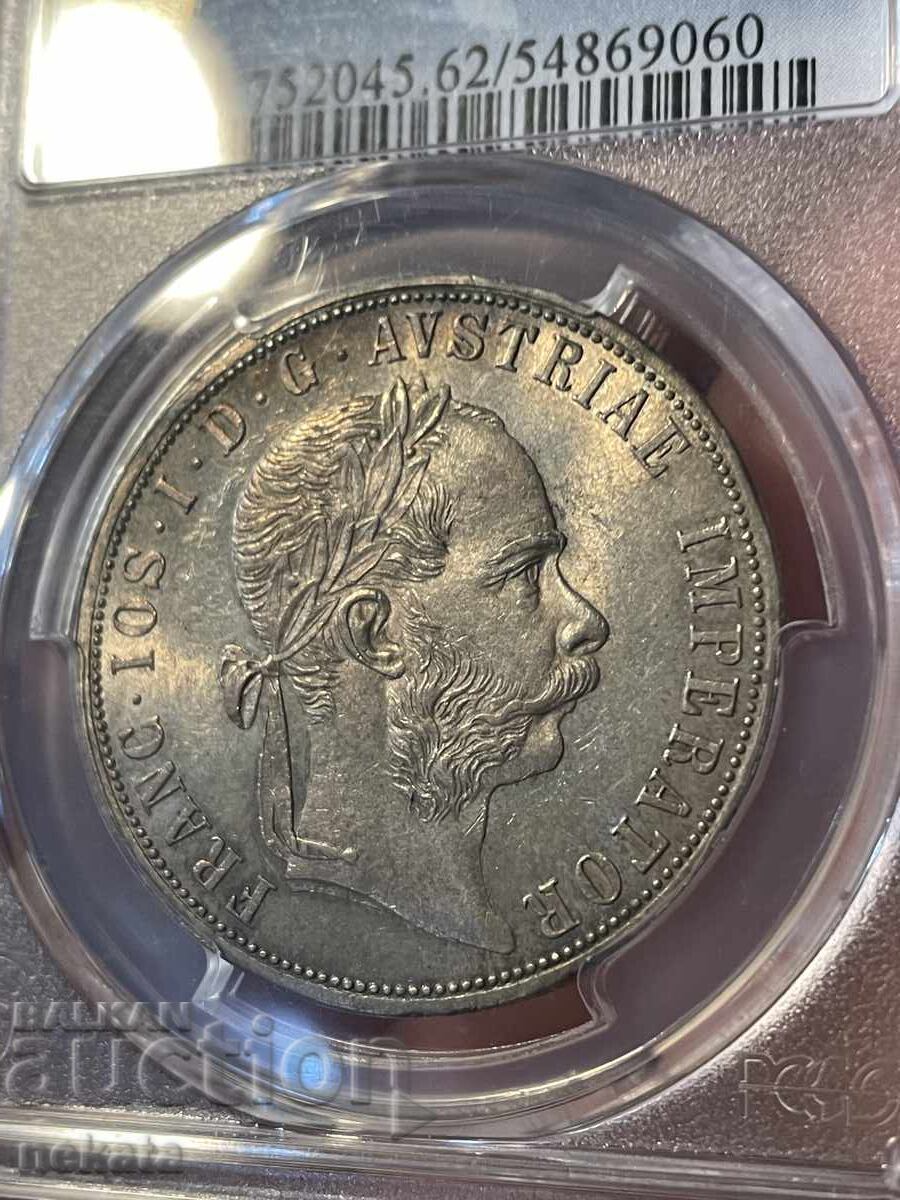 Austria, 2 florini 1877, MS62 PCGS