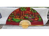 Mare evantai vechi pictat manual pentru perete, ulei pe pânză