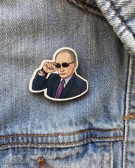 Wooden Pin Badge Russian President Putin