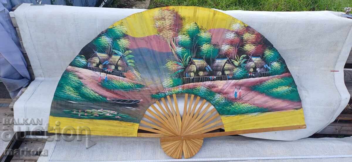 Mare evantai vechi pictat manual pentru perete, ulei pe pânză