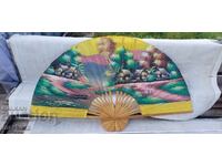 Mare evantai vechi pictat manual pentru perete, ulei pe pânză