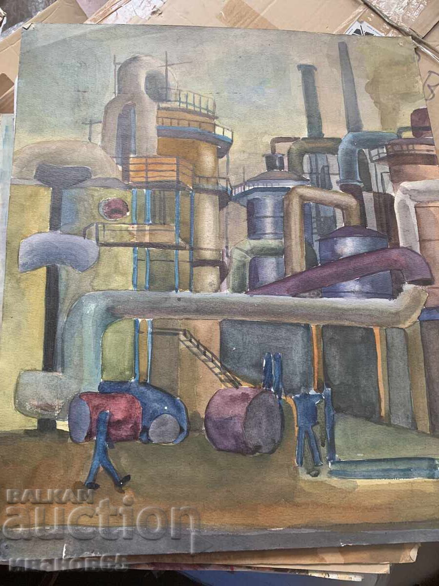 Painting, industrial landscape with price 25.00 BGN | € 12.78 Painting, industrial landscape with price 25.00 BGN | € 12.78