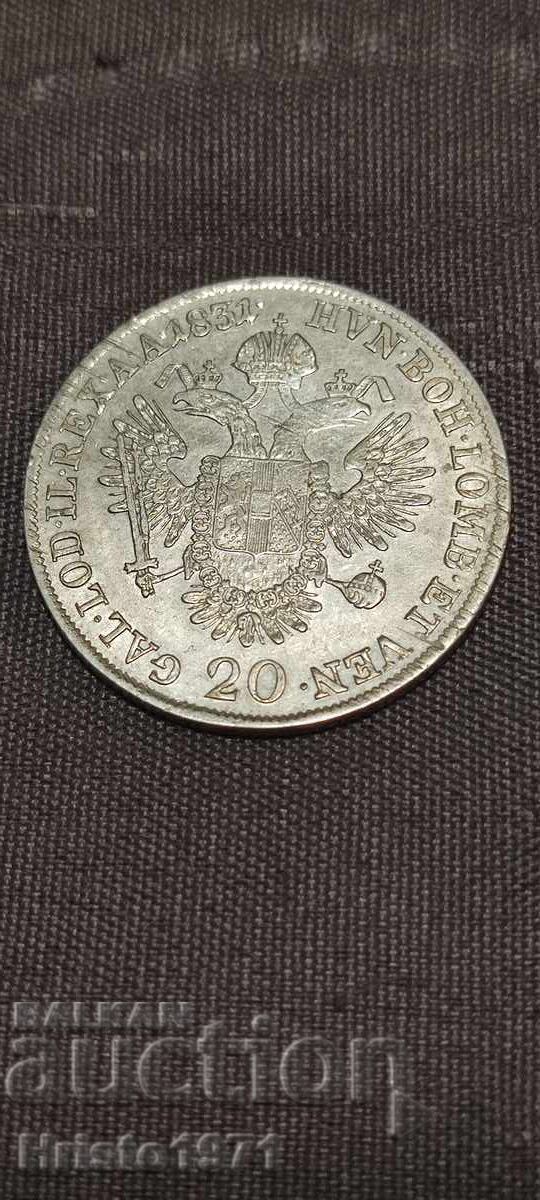 20 Kreuzer 1831 cu preț € 40.00 | 78.23 BGN