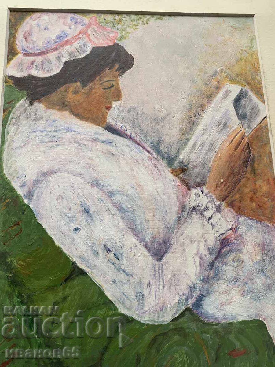 Auction  Painting of a wife reading a book
