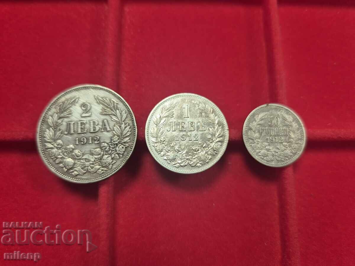 Lot silver 1912, 3 pieces silver coins with price 61.00 BGN | € 31.19 Lot silver 1912, 3 pieces silver coins with price 61.00 BGN | € 31.19
