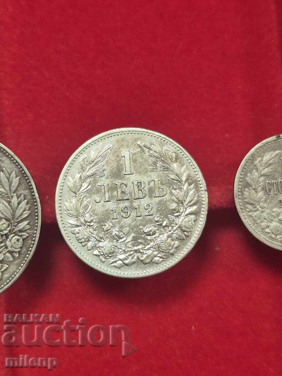Auction Lot silver 1912, 3 pieces silver coins Auction Lot silver 1912, 3 pieces silver coins