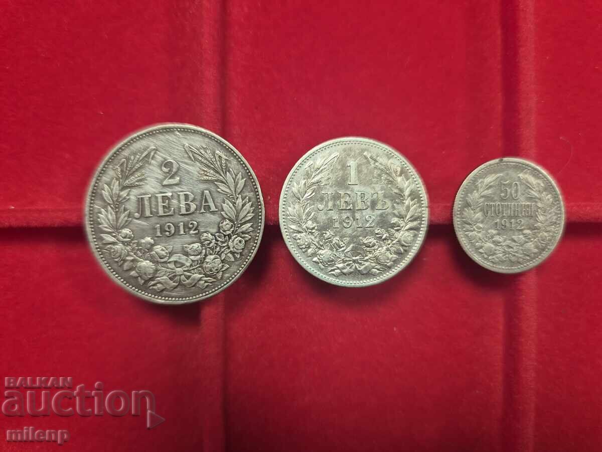 Lot silver 1912, 3 pieces silver coins Lot silver 1912, 3 pieces silver coins