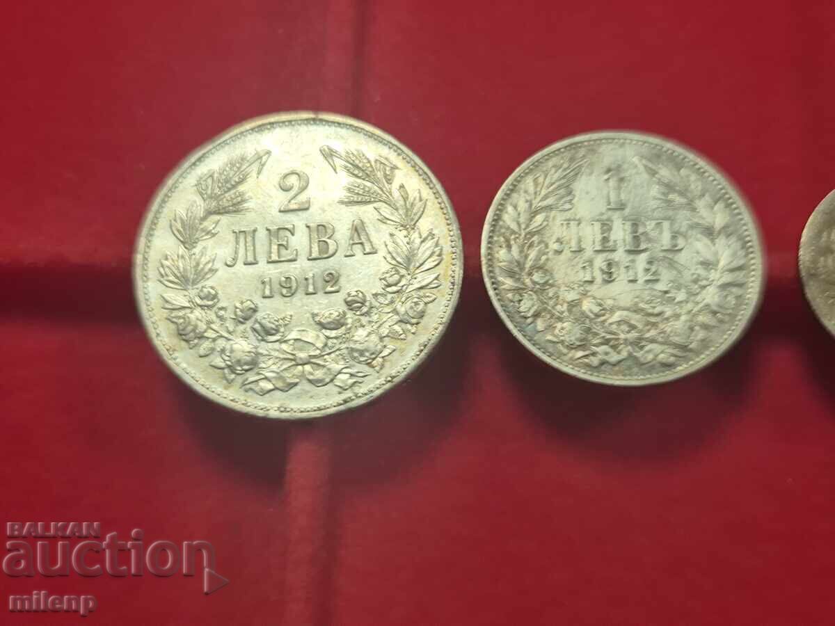 Auction Lot silver 1912, 3 pieces silver coins Auction Lot silver 1912, 3 pieces silver coins