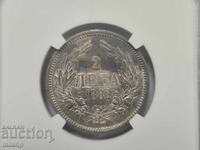 NGC MS61 2 лева 1882 г.