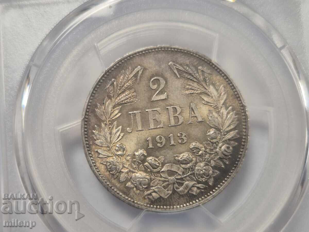 Παράδοση PCGS MS63 2 λέβα 1913 g