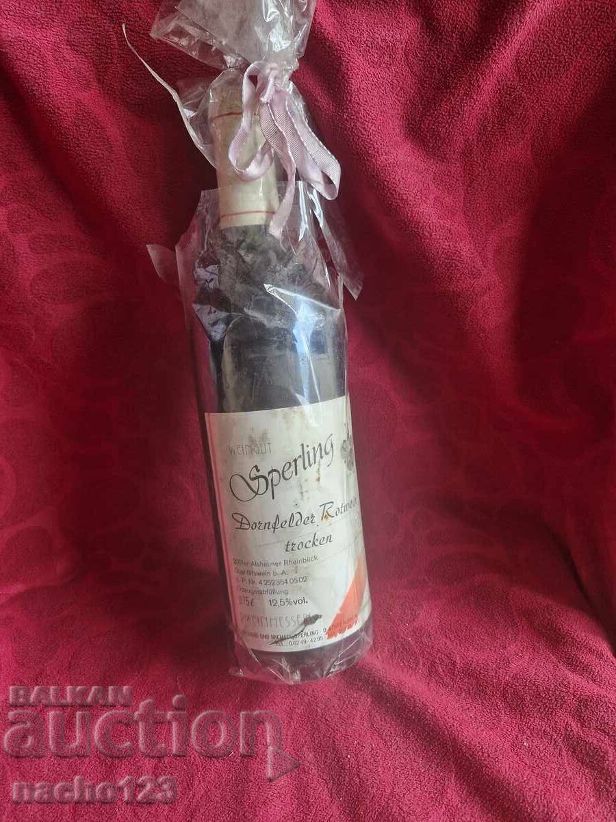 Bottle of quality German dry red wine 2001