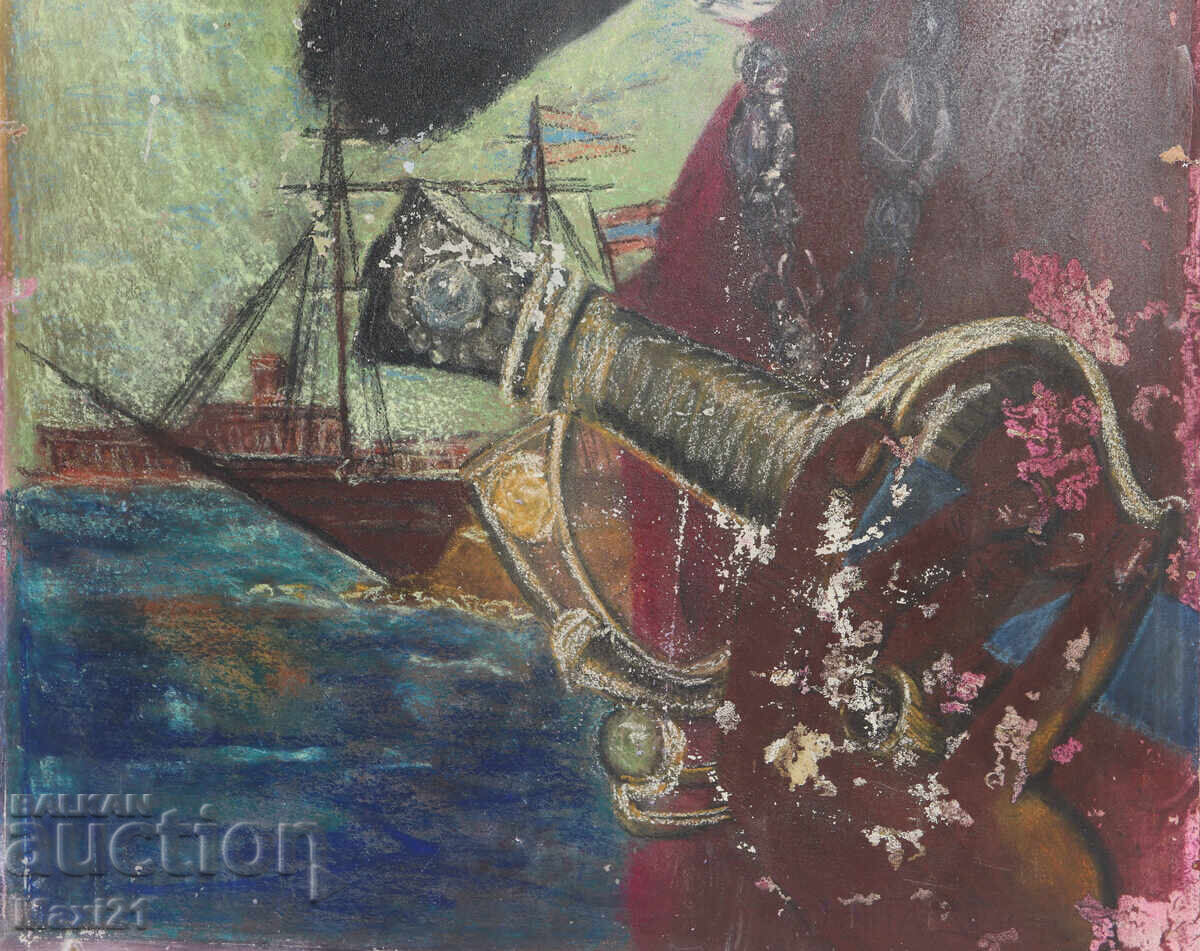 Стара картина маслени бои пастел сюрреалистична - 5