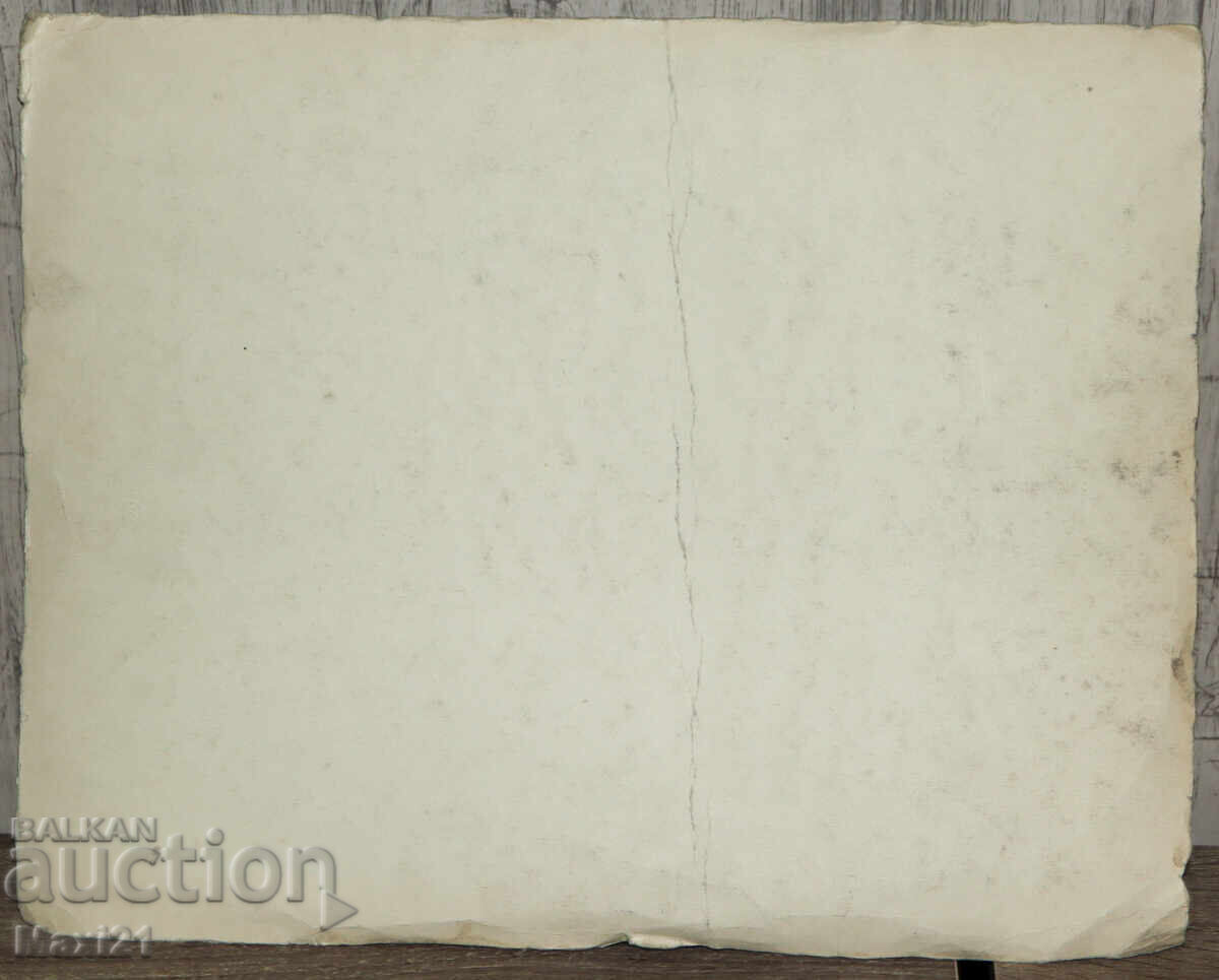 Pictură veche acuarelă peisaj urban case - 5