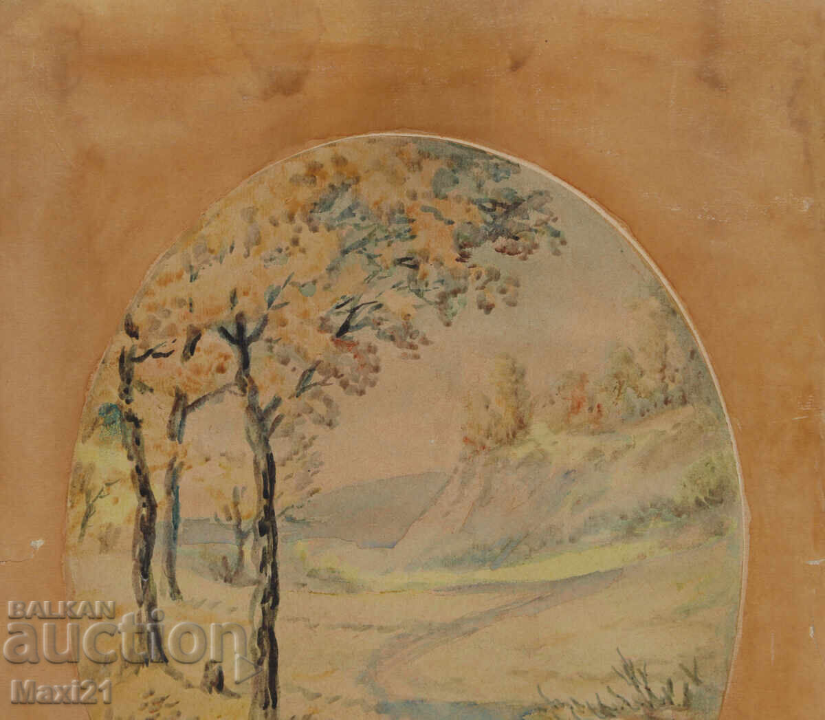 Доставка на Стара картина акварел пейзаж горска пътека