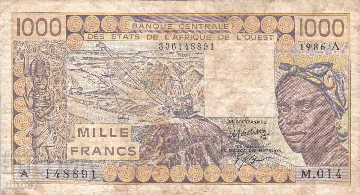 tino37 - WEST AFRICA / COTE D'IVOIRE / - 1000 FRANCS - 1986 with price 13.90 BGN | € 7.11 tino37 - WEST AFRICA / COTE D'IVOIRE / - 1000 FRANCS - 1986 with price 13.90 BGN | € 7.11